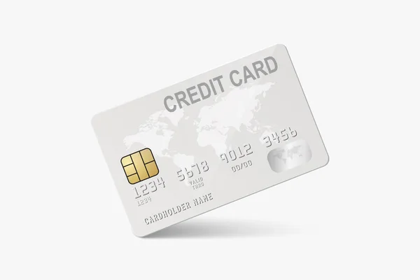 Vector Realistic White Credit Card World Map Isolated Design Template — Stok Vektör