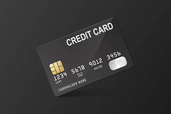 Vector Realistic Black Credit Card Black Backgrouns Design Template Plastic — Vector de stock