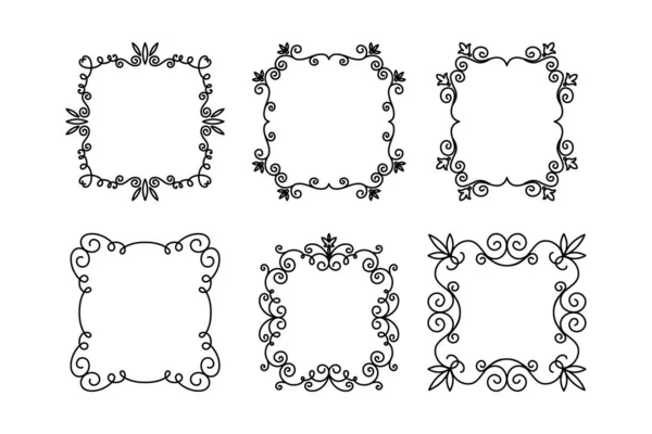 Sada Vektorových Dekorativních Lineárních Rámců Ročník Frame Design Elements Filigree — Stockový vektor