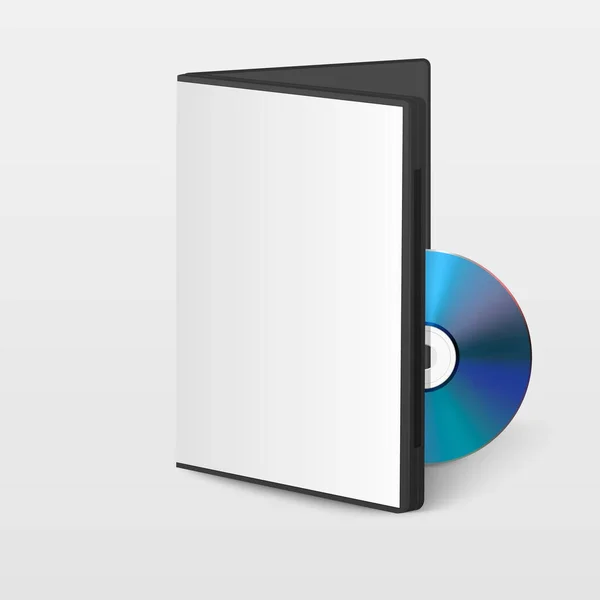Vectoriel Réaliste Dvd Avec Étui Plastique Isolé Sur Blanc Boîte — Image vectorielle