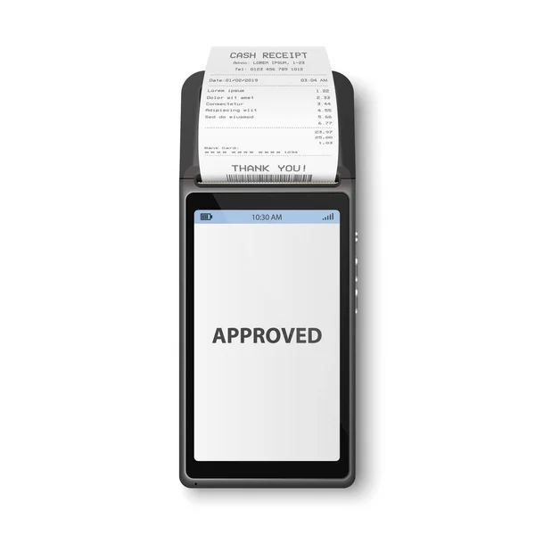 Vector Nfc Payment Machine Approved Status Paper Bill Receipt Isolated — ストックベクタ