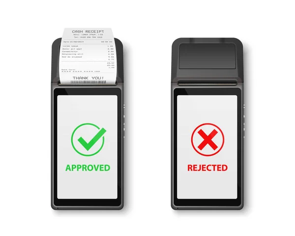 Vector Nfc Payment Machine Approved Rejected Status Paper Bill Isolated — Stockvektor