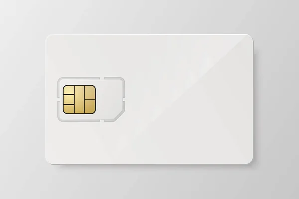 Vector Realistic White Plastic Card Sim Card Template Isolated Design — ストックベクタ