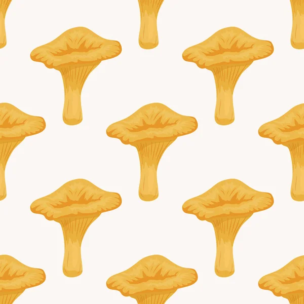 Vector Seamless Pattern Chanterelle Mushroom White Текстура Шолома Ручний Малюнок — стоковий вектор