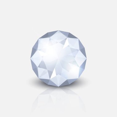 Vector 3d Realistic Transparent Gemstone, Diamond, Crystal, Rhinestone Icon Closeup Isolated on White. Jewerly Concept. Design Template, Clipart.