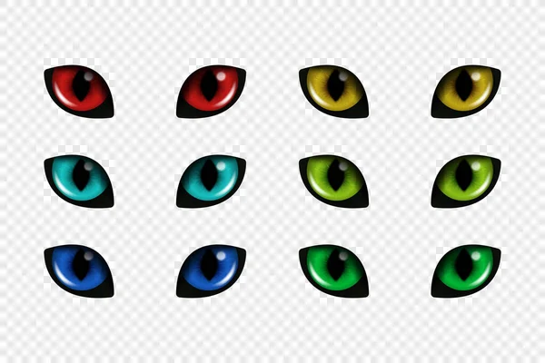 Vector Realistic Cats Eye Set Isolated Red Yellow Blue Green — 图库矢量图片