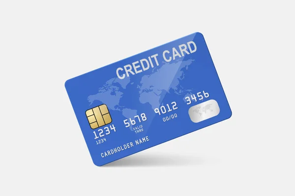 Vector Realistic Blue Credit Card White Background Design Template Plastic — Stockvektor