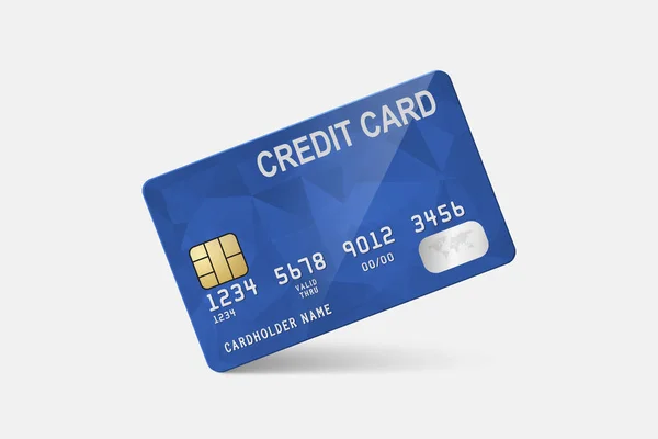 Vector Realistic Blue Credit Card White Background Design Template Plastic — Stockvektor