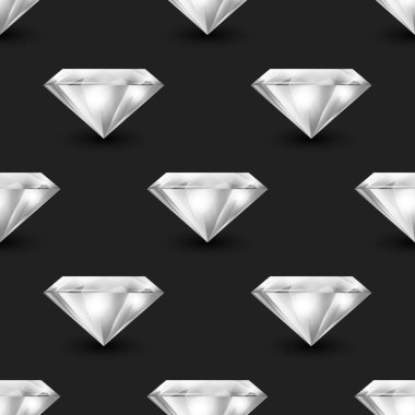 3D Gerçekçi Gemstone, Kristal, Siyah Elmas 'lı Vektör Kusursuz Desen. Mücevher konsepti. Tasarım Şablonu. Mücevherler, Kristaller, Elmas Taşlar veya Gemstone, Üst Görünüm.