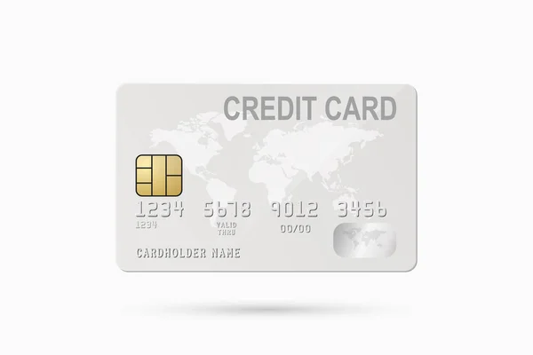 Vector Realistic White Credit Card Worl Map Isolated White Background — Stockvektor