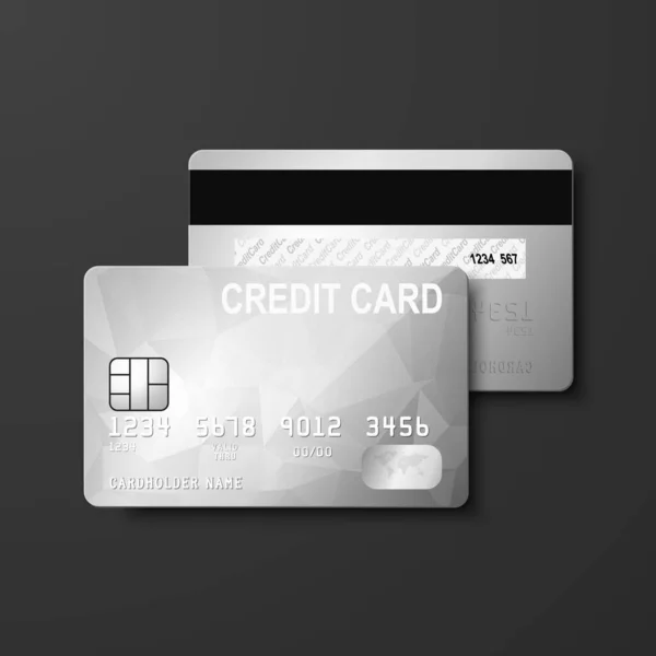 Vector Realistic Silver Blank Credit Card Isolated Design Template Plastic — Archivo Imágenes Vectoriales