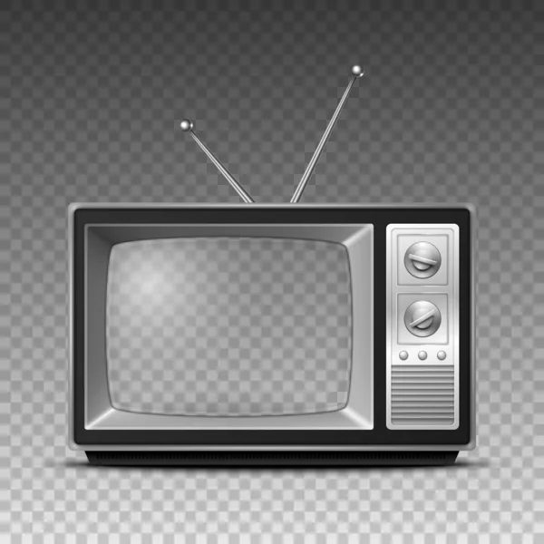 Приемник Ретро Телевизора Vector Isolated White Винтажный Телевизор Телевидение Front — стоковый вектор