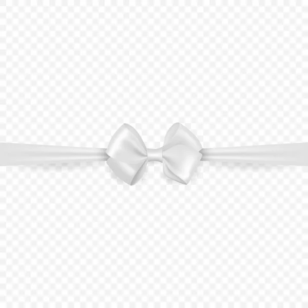 Vector Realistic Silk Satin Gift White Bow Icon Closeup Isolated — Archivo Imágenes Vectoriales