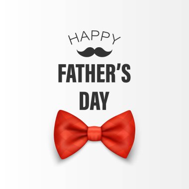 Vector Bow Tie for Fathers Day Design. 3d Realistic Silk Red Checkered Bow Tie. Glossy Bowtie, Tie Gentleman. Fathers Day Holiday Concept. Design Template for Greeting Card, Invitation, Poster.
