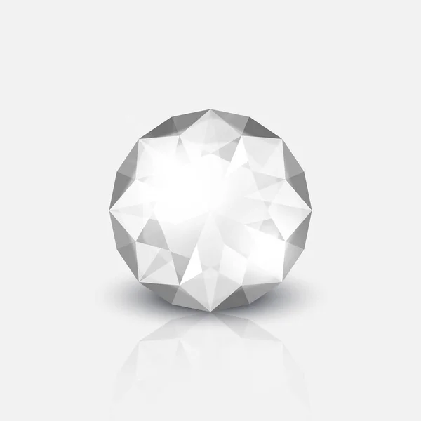 Vector Realistic Transparent Gemstone Diamond Crystal Rhinestone Icon Closeup Isolated — Stock Vector