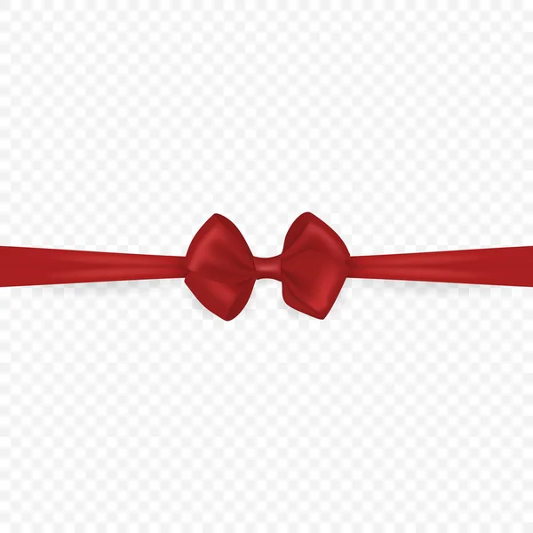 Vector Realistic Silk Satin Gift Red Bow Icon Closeup Isolated — Vetor de Stock