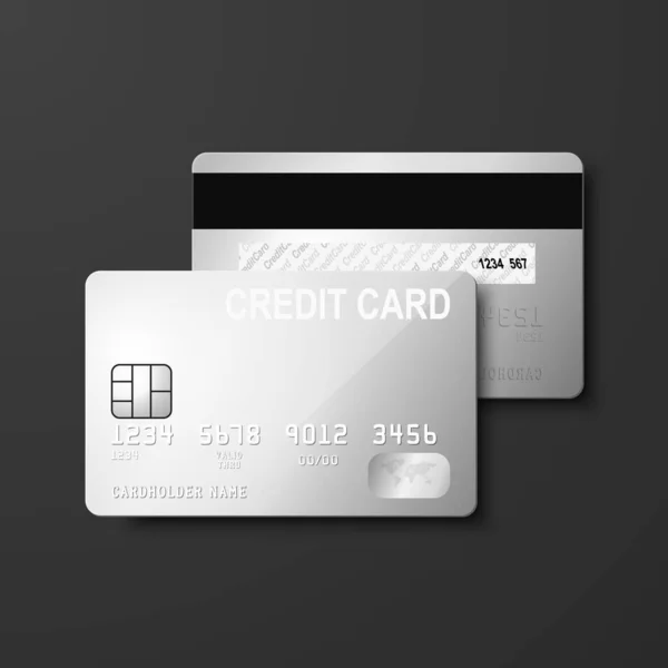 Vector Realistic Gray Silver Blank Credit Card Isolated Design Template — Vetor de Stock