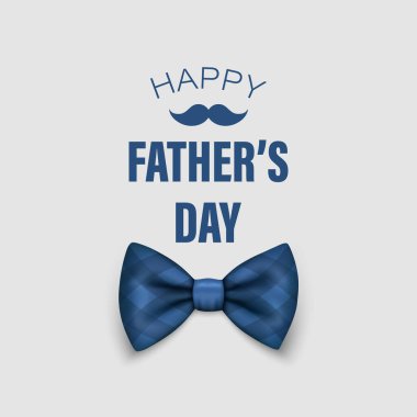 Vector Bow Tie for Fathers Day Design. 3d Realistic Silk Blue Checkered Bow Tie. Glossy Bowtie, Tie Gentleman. Fathers Day Holiday Concept. Design Template for Greeting Card, Invitation, Poster.