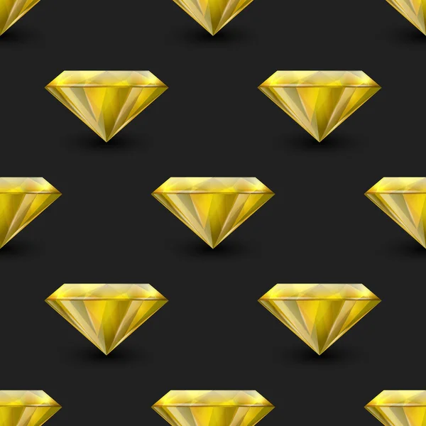 Vector Seamless Pattern Realistic Gemstone Crystal Rhinestones Black Jewerly Concept — 스톡 벡터