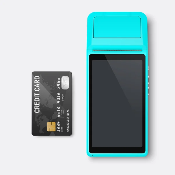 Vector Nfc Payment Machine Credit Card Isolated Wireless Payment Pos — Wektor stockowy