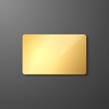 Vector 3d Realistic Blank Golden Credit Card. Design Template of Plastic Credit or Debit Card for Mockup, Branding. Front, Top View.