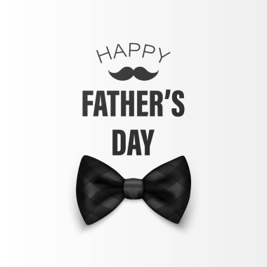 Vector Bow Tie for Father s Day Design. 3d Realistic Silk Black Checkered Bow Tie. Glossy Bowtie, Tie Gentleman. Father s Day Holiday Concept. Design Template for Greeting Card, Invitation, Poster.