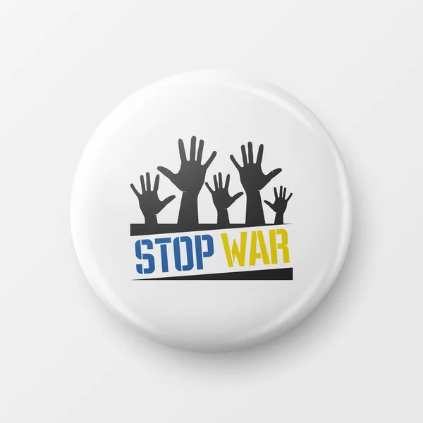 Stop War Button Pin Badge War Call Struggle Protest Support — стоковый вектор