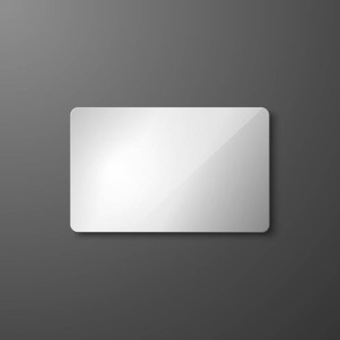 Vektör 3d Gerçekçi Boş Gümüş Kredi Kartı. Plastik Kredi Tasarım Şablonu veya Mockup, Marka için Banka Kartı. Ön, Üst Görünüm.