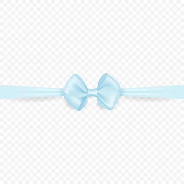 Vector Realistische Zijde Satijn Gift Blue Bow Icon Closeup Geïsoleerd — Stockvector