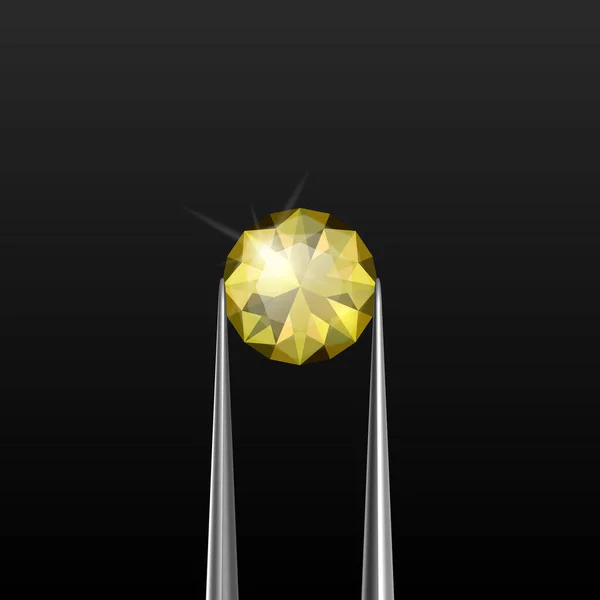 Vector Realista Transparente Gema Amarilla Diamante Cristal Diamantes Imitación Con — Vector de stock