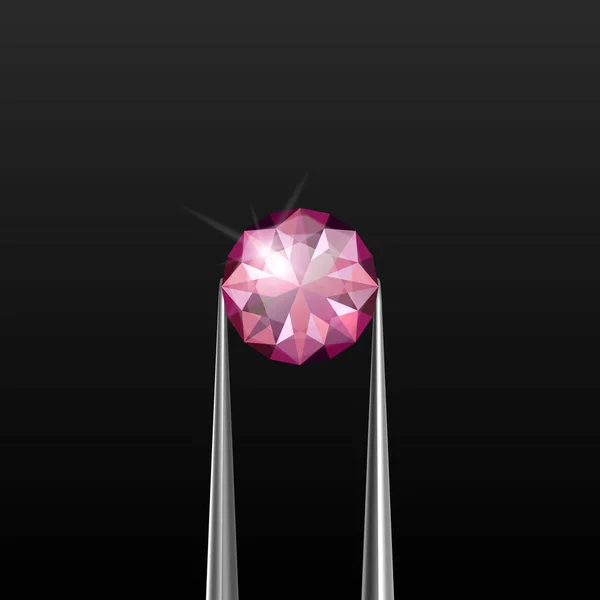 Διάνυσμα Ρεαλιστική Διαφανής Ροζ Πολύτιμος Λίθος Διαμάντι Κρύσταλλο Τεχνητό Διαμάντι — Διανυσματικό Αρχείο