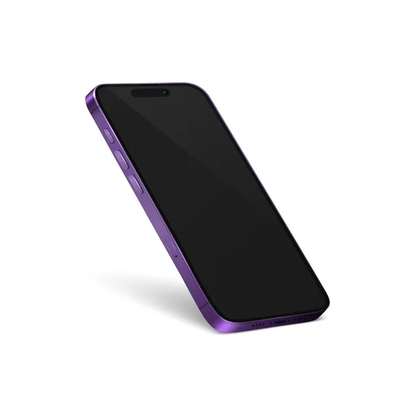 Plantilla Diseño Teléfono Inteligente Moderno Púrpura Realista Vectorial Con Pantalla — Vector de stock