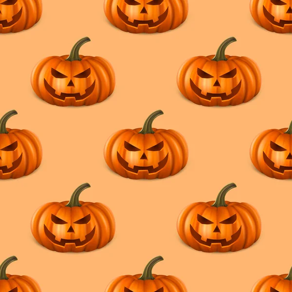 Vector Halloween Seamless Pattern Funny Pumpkins 사이트 Jack Lanterns Carved — 스톡 벡터