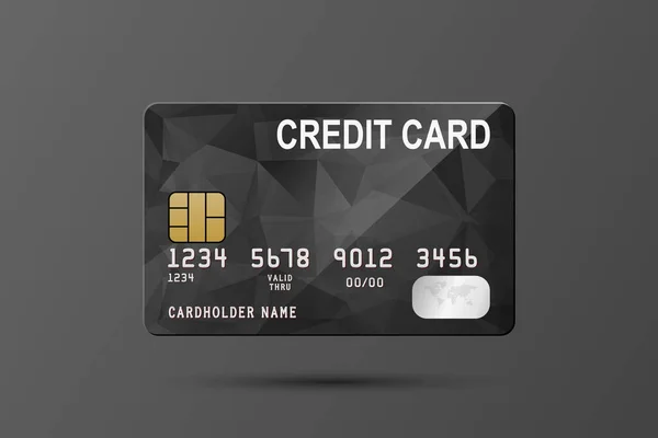 Vector Realistische Schwarze Kreditkarte Isoliert Design Vorlage Für Kunststoff Kredit — Stockvektor