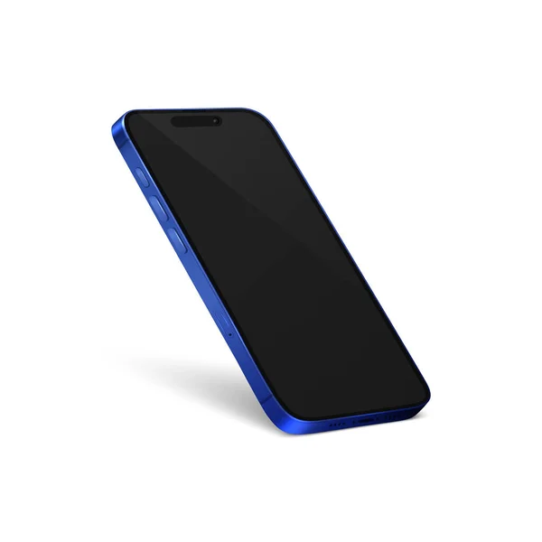 Vector Realista Azul Moderno Smartphone Design Template Com Tela Preta — Vetor de Stock