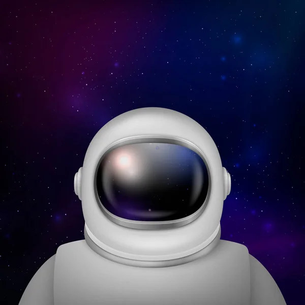 Vector Realistischer Raumfahrer Astronaut Raumanzug Astronautenhelm Auf Weltraumhintergrund Kosmonautenanzug Mit — Stockvektor