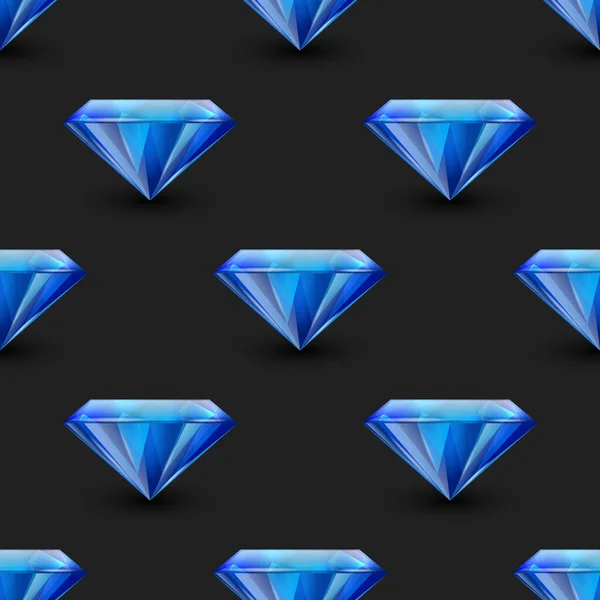 Vector Seamless Pattern Realistic Gemstone Crystal Rhinestones Black Jewerly Concept — Wektor stockowy