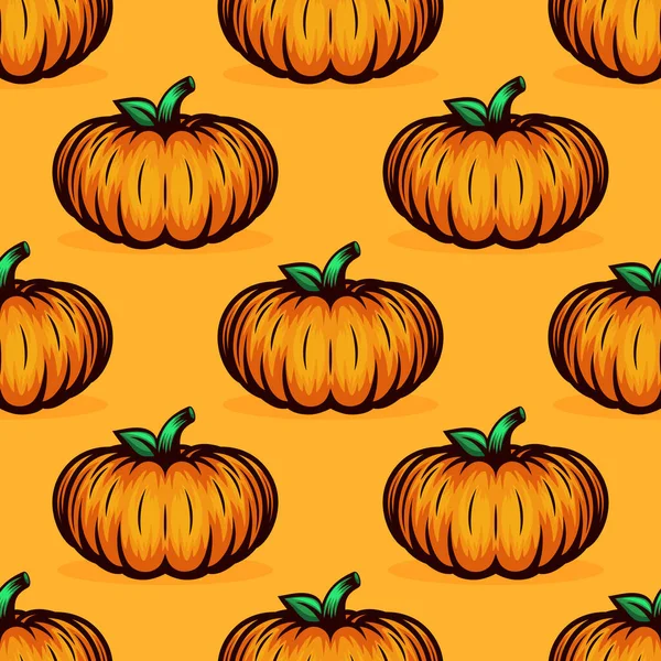 ベクトル秋色オレンジカボチャシームレスパターン ハロウィン招待状 カード プリント ウェブ ギフト 繊維のためのデザインテンプレート — ストックベクタ