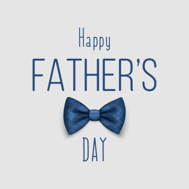 Vector Bow Tie for Fathers Day Design. 3d Realistic Silk Blue Checkered Bow Tie. Glossy Bowtie, Tie Gentleman. Fathers Day Holiday Concept. Design Template for Greeting Card, Invitation, Poster.