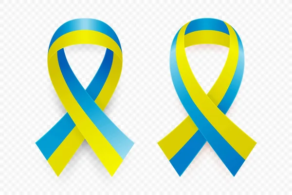 Conjunto Cinta Amarilla Azul Realista Vectorial Soporte Para Ucrania Símbolo — Archivo Imágenes Vectoriales