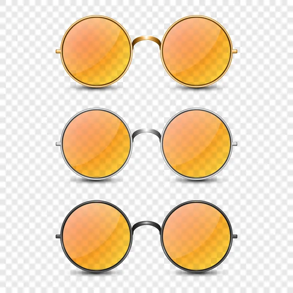 Vector Realistic Frame Glasses Set Orange Glass Isolated Transparent Sunglass — стоковий вектор