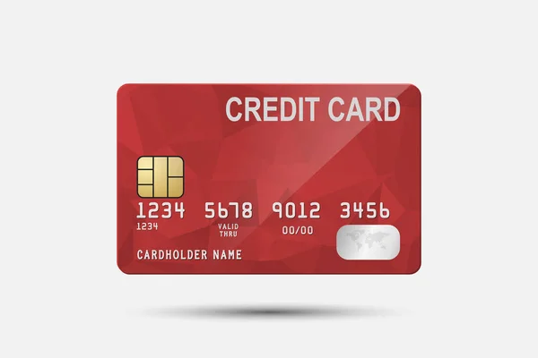 Διάνυσμα Ρεαλιστική Κόκκινη Πιστωτική Κάρτα Απομονώθηκε Σχεδιασμός Πρότυπο Πλαστικής Πίστωσης — Διανυσματικό Αρχείο