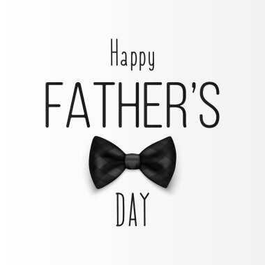 Babalar Günü Tasarımı için Vektör Papyonu. 3d Gerçekçi İpek Kara Kareli Papyon. Parlak papyon, kravatlı beyefendi. Babalar Günü Tatil Konsepti. Tebrik kartı, davetiye, poster için tasarım şablonu.