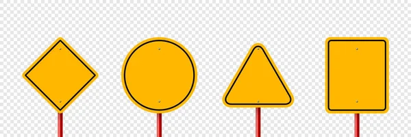 Vetor Amarelo Aviso Perigo Parar Sinal Ícone Set Isolado Rhombus —  Vetores de Stock