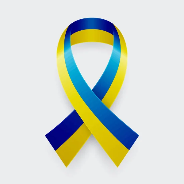 Vector Realistic Yellow Blue Ribbon Icon Closeup Isoliert Auf Weißem — Stockvektor