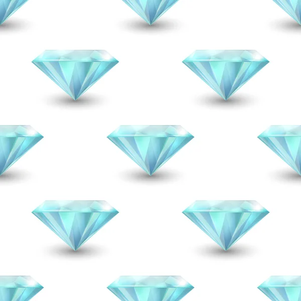 Vector Seamless Pattern Realistic Gemstone Crystal Rhinestones White Background Jewerly — Stockvektor