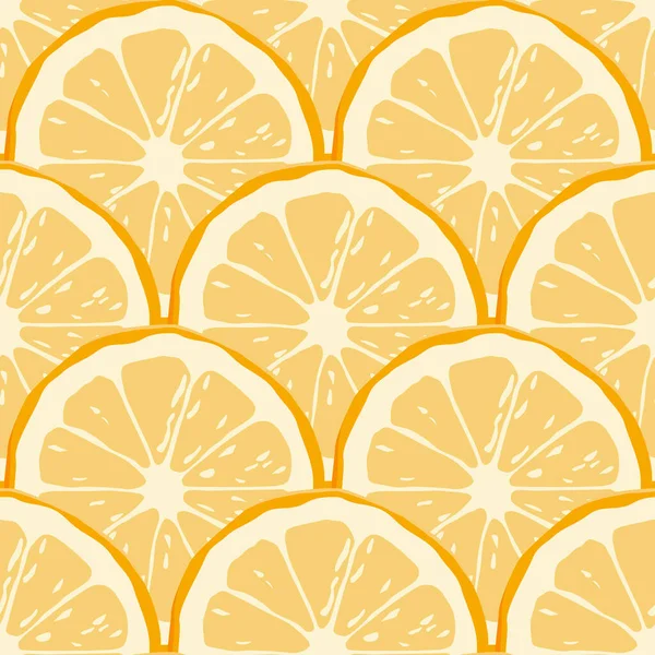 Vector Citrus Fruit Seamless Pattern Mit Runden Mandarinen Orangen Und — Stockvektor