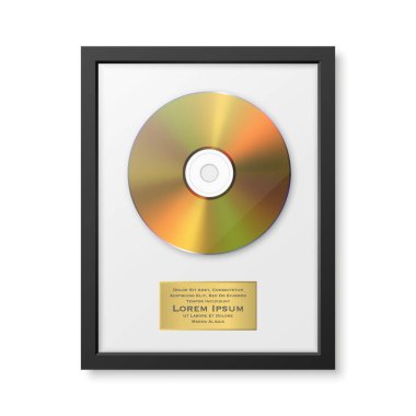 Gerçekçi Vektör 3d Sarı CD, Siyah CD Kapak Çerçeveli Etiket izole edildi. Tek Albüm CD Ödülü, Limited Edition. CD Tasarım Şablonu.