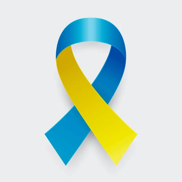 Vector Realistic Yellow Blue Ribbon Icon Closeup Isoliert Auf Weißem — Stockvektor