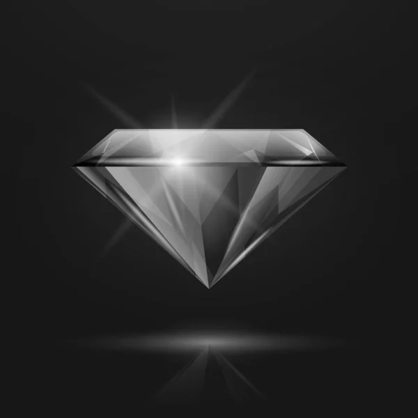 Vector Realista Negro Triángulo Transparente Brillante Gema Diamante Cristal Rhinestone — Vector de stock